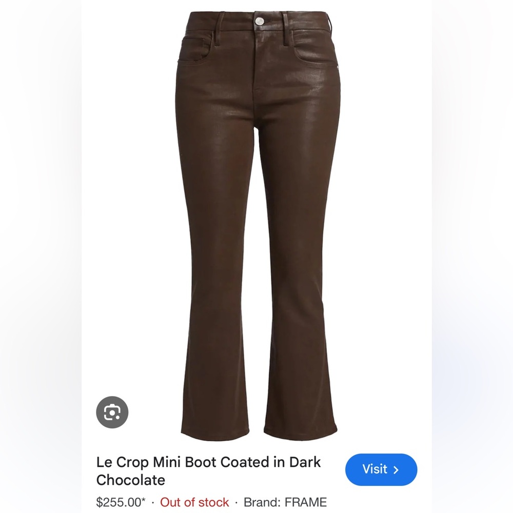 FRAME le crop mini boot cut coated dark chocolate